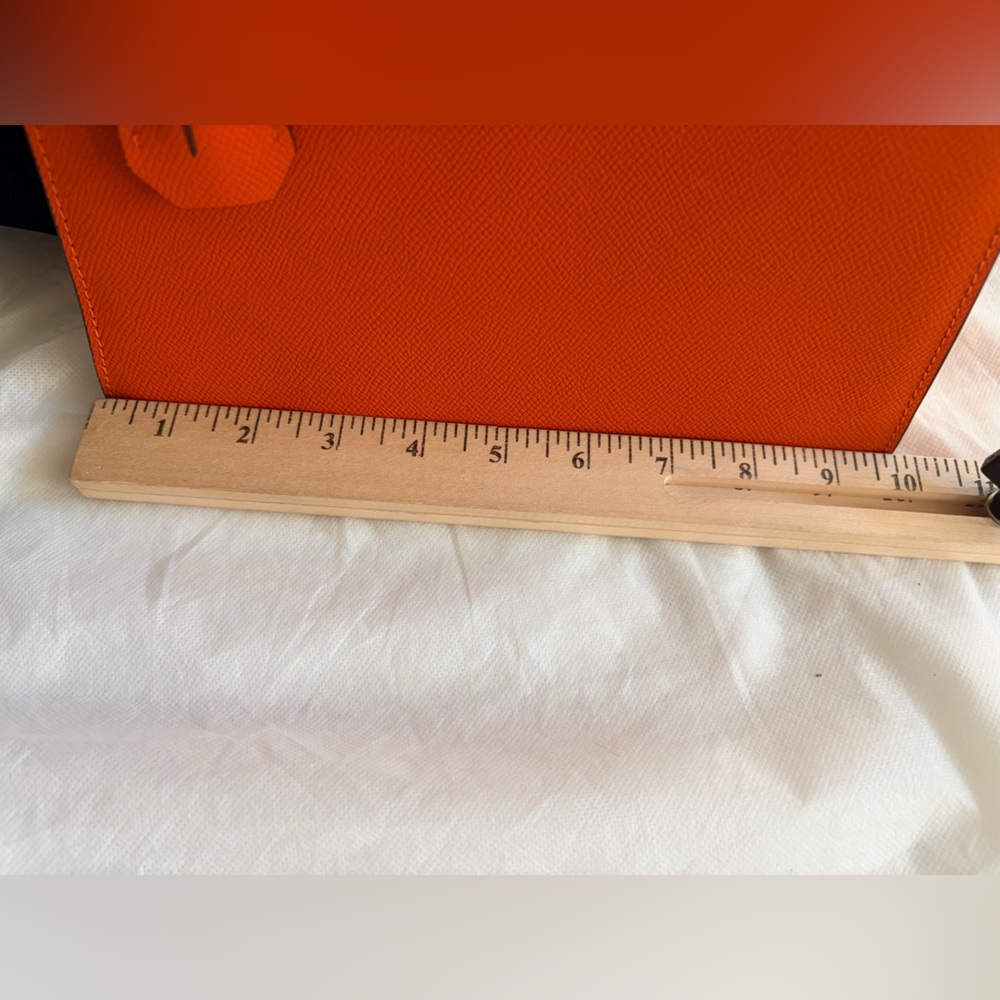 Orange Leather Top-Handle Satchel with Gold Hardware - Picture 9 of 13